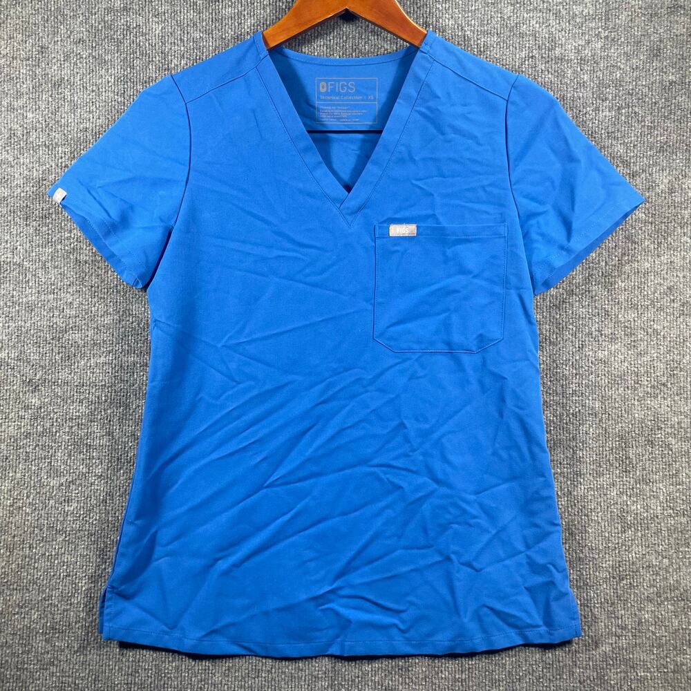 Figs Single Pocket Catarina Scrub Top Women's XS Blue Medical Nursing Uniform